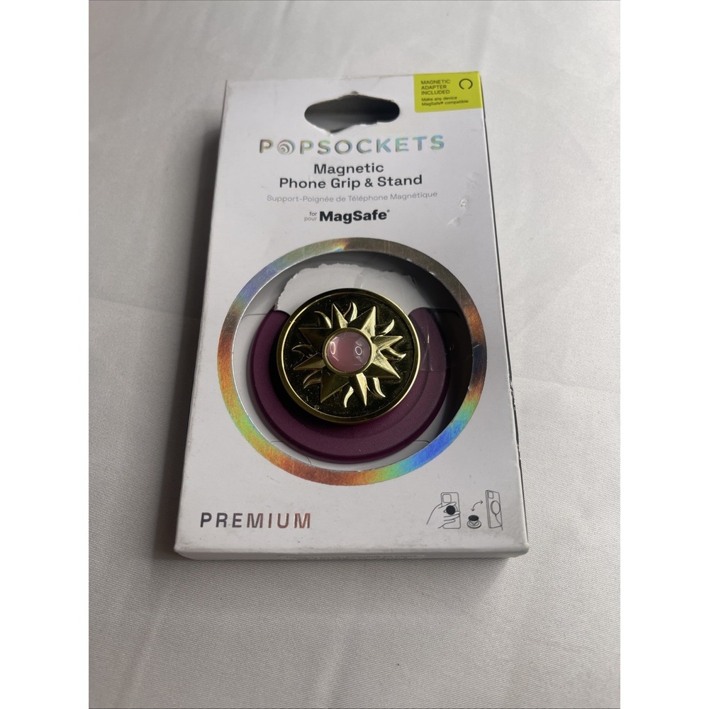 PopSockets Magnetic MagSafe Phone Grip & Stand for iPhone Purple & Gold OPEN